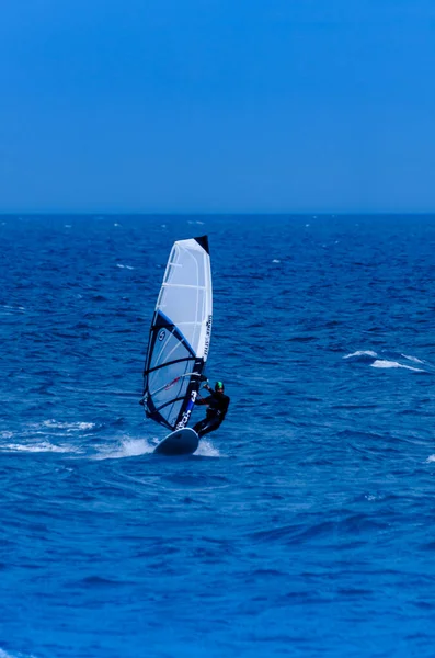 Malaga Spagna Maggio 2018 Windurfer Una Tavola Con Vela Che — Foto Stock