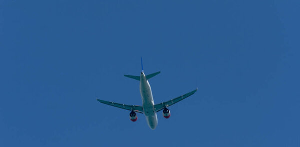 MALAGA, SPAIN - MAY 25, 2018 A passenger plane rising up from the Malaga airport, aerospace industry