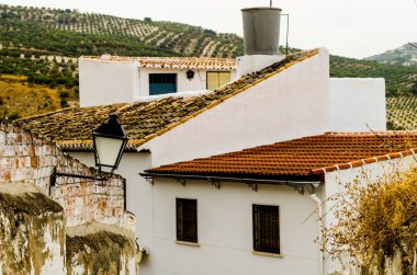 Baena, İspanya - Cordoba, eski Endülüs karakteristik mimarisi yanında eski bir İspanyol şehir panoraması 12 Eylül 2018 A