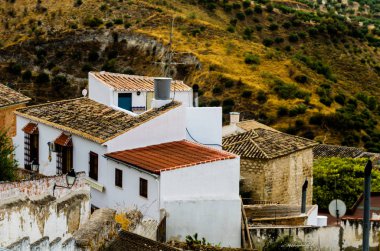 Baena, İspanya - Cordoba, eski Endülüs karakteristik mimarisi yanında eski bir İspanyol şehir panoraması 12 Eylül 2018 A