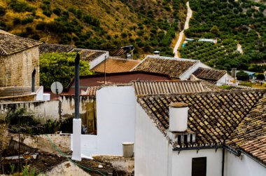 Baena, İspanya - Cordoba, eski Endülüs karakteristik mimarisi yanında eski bir İspanyol şehir panoraması 12 Eylül 2018 A