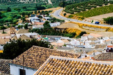 Baena, İspanya - Cordoba, eski Endülüs karakteristik mimarisi yanında eski bir İspanyol şehir panoraması 12 Eylül 2018 A
