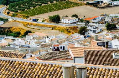 Baena, İspanya - Cordoba, eski Endülüs karakteristik mimarisi yanında eski bir İspanyol şehir panoraması 12 Eylül 2018 A