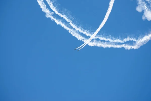 Torre Del Mar España Julio 2018 Aviones Sobrevolando Playa Una —  Fotos de Stock