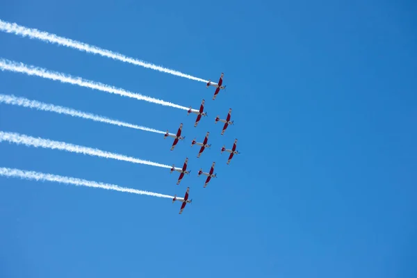 Torre Del Mar España Julio 2018 Aviones Sobrevolando Playa Una — Foto de Stock