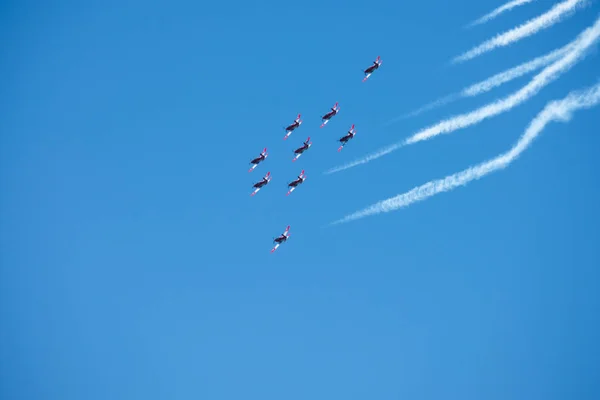 Torre Del Mar España Julio 2018 Aviones Sobrevolando Playa Una — Foto de Stock