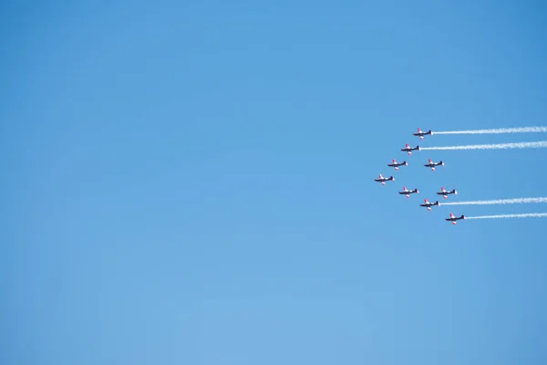 Torre Del Mar Espanha Julho 2018 Aviões Voando Sobre Praia — Fotografia de Stock