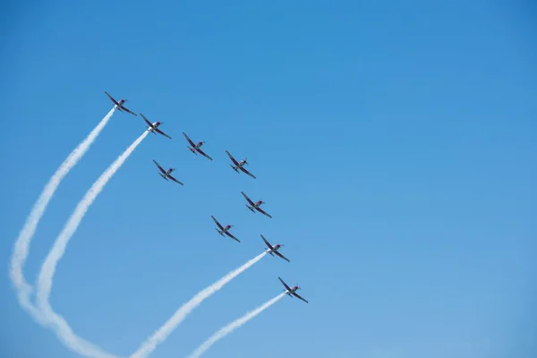 Torre Del Mar España Julio 2018 Aviones Sobrevolando Playa Una — Foto de Stock