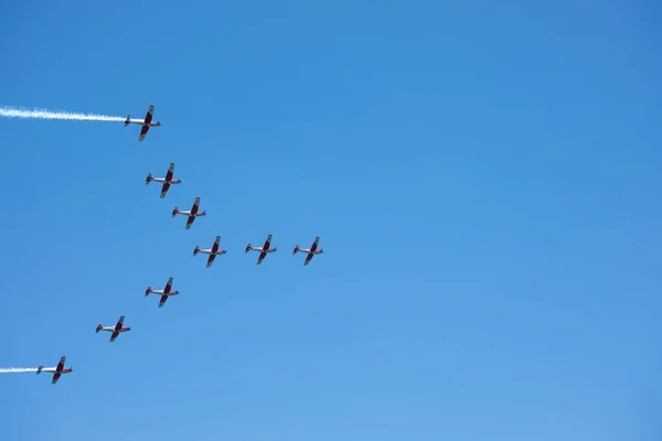 Torre Del Mar España Julio 2018 Aviones Sobrevolando Playa Una — Foto de Stock