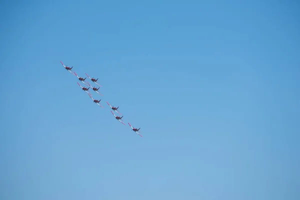 Torre Del Mar España Julio 2018 Aviones Sobrevolando Playa Una — Foto de Stock