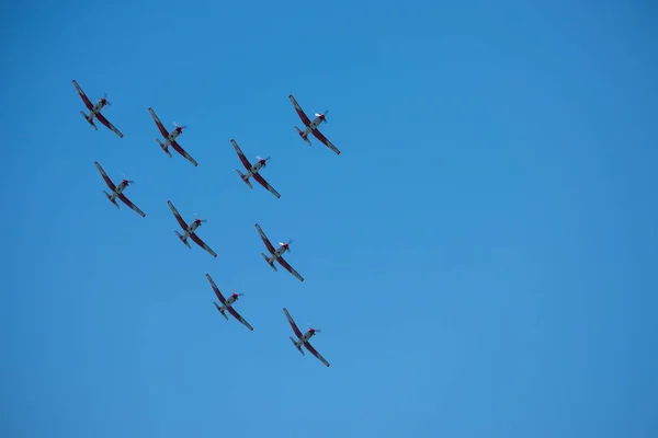 Torre Del Mar Ισπανία Ιουλίου 2018 Αεροπλάνα Πετούν Πάνω Από — Φωτογραφία Αρχείου