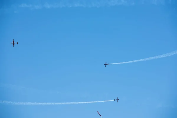 Torre Del Mar España Julio 2018 Aviones Sobrevolando Playa Una — Foto de Stock