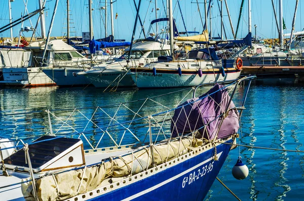 Torredembarra Espanha Setembro 2017 Uma Bela Marina Com Iates Luxo — Fotografia de Stock