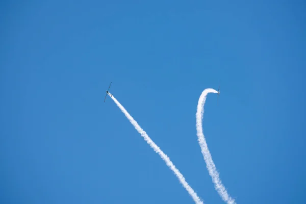 Torre Del Mar Espagne Juillet 2018 Avions Survolant Plage Dans — Photo