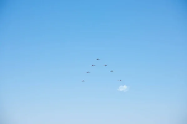 Torre Del Mar Spanien Juli 2018 Flugzeuge Fliegen Über Den — Stockfoto