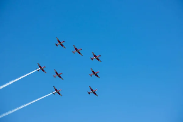 Torre Del Mar España Julio 2018 Aviones Sobrevolando Playa Una — Foto de Stock