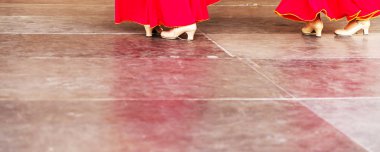 closeup geleneksel İspanyol Flamenko dans Ayakkabı, deri yüksek topuklu ayakkabılar, kostüm parçası için tipik bir ayakkabı