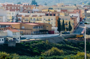 Antas, İspanya - Almeria, eski Endülüs karakteristik mimarisi yanında eski bir İspanyol şehir panoraması 18 Ocak 2019 A