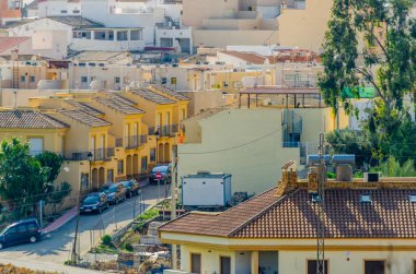 Antas, İspanya - Almeria, eski Endülüs karakteristik mimarisi yanında eski bir İspanyol şehir panoraması 18 Ocak 2019 A