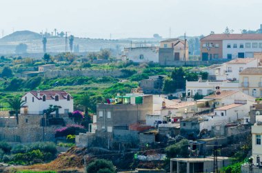 Antas, İspanya - Almeria, eski Endülüs karakteristik mimarisi yanında eski bir İspanyol şehir panoraması 18 Ocak 2019 A