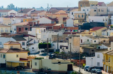 Antas, İspanya - Almeria, eski Endülüs karakteristik mimarisi yanında eski bir İspanyol şehir panoraması 18 Ocak 2019 A