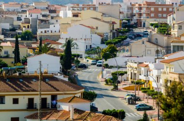 Antas, İspanya - Almeria, eski Endülüs karakteristik mimarisi yanında eski bir İspanyol şehir panoraması 18 Ocak 2019 A