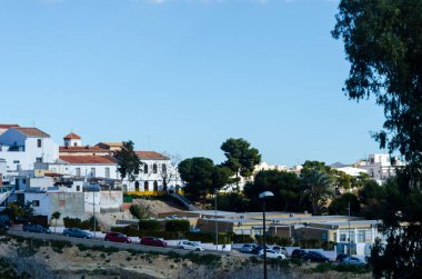 Vera, İspanya - Almeria, eski Endülüs karakteristik mimarisi yanında eski bir İspanyol şehir panoraması 25 Ocak 2019 A