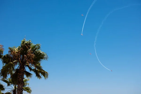 Torre Del Mar España Julio 2018 Aviones Sobrevolando Playa Una — Foto de Stock