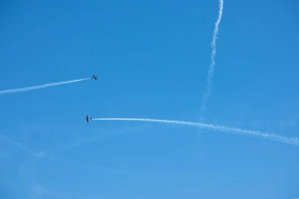 Torre Del Mar España Julio 2018 Aviones Sobrevolando Playa Una — Foto de Stock