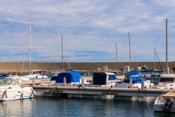 Garrucha Spanje Januari 2019 Mooie Jachthaven Met Luxe Jachten Motorboten — Stockfoto