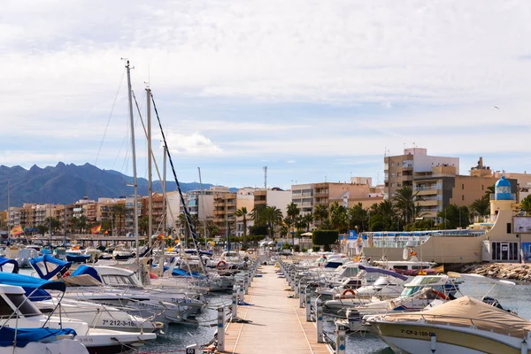 stock image GARRUCHA, SPAIN - JANUARY 23, 2019   A beautiful marina with luxury yachts and motor boats in the tourist seaside town of Garrucha