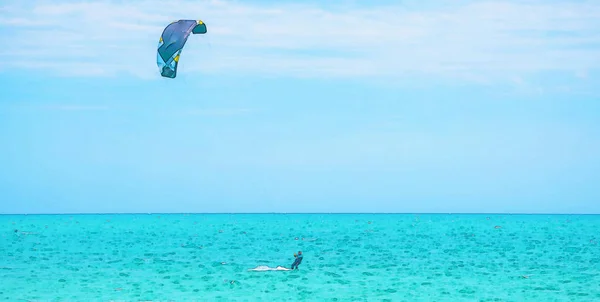 Kitesurfen Golven Van Zee Spanje Aquarel Geschilderd Actieve Sport — Stockfoto