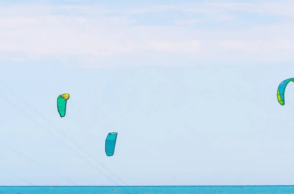 Kitesurfen Golven Van Zee Spanje Aquarel Geschilderd Actieve Sport — Stockfoto