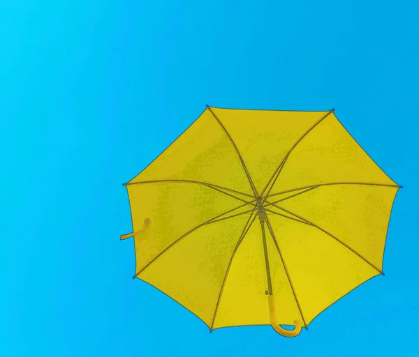 Colourful Umbrellas Urban Street Decoration Hanging Colorful Umbrellas Blue Sky — Stock Photo, Image