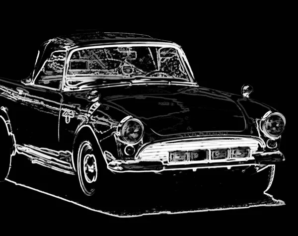 Иллюстрация Старого Автомобиля Рисунок Классического Автомобиля Винтажный Плакат — стоковое фото