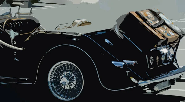 Illustration Une Vieille Voiture Dessin Véhicule Classique Affiche Vintage — Photo