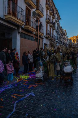 Velez Malaga, İspanya-3 Şubat 2018 A renkli karnaval geçit Andalusia küçük bir kasaba sakinleri tarafından düzenlenen