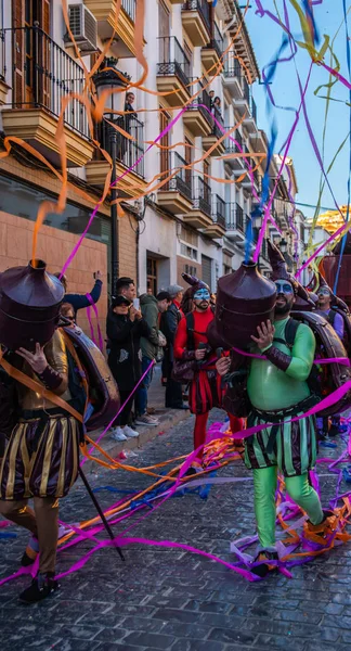 Velez Malaga Španělsko Února 2018 Barevné Masopustní Průvod Pořádané Obyvatel — Stock fotografie