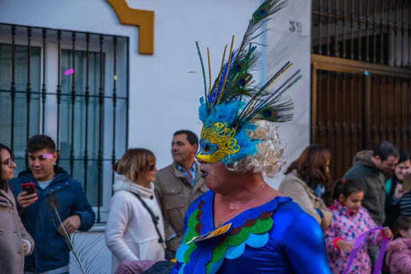 Velez Malaga Španělsko Února 2018 Barevné Masopustní Průvod Pořádané Obyvatel — Stock fotografie