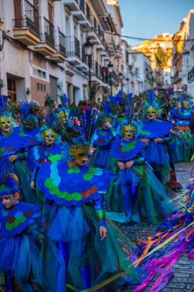 Velez Malaga Espagne Février 2018 Défilé Carnaval Coloré Organisé Par — Photo