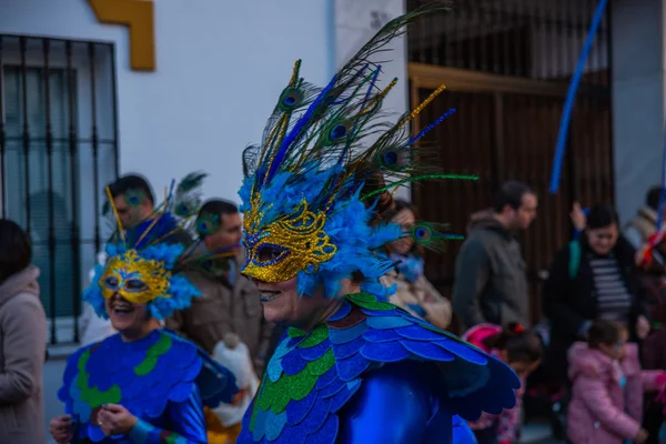Velez Malaga Spanya Şubat 2018 Renkli Karnaval Geçit Andalusia Küçük — Stok fotoğraf