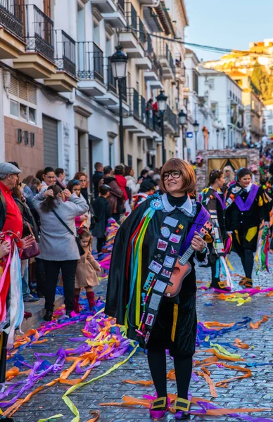 Velez Malaga Spanyolország Február 2018 Színes Farsangi Felvonulás Andalúziában Kisváros — Stock Fotó