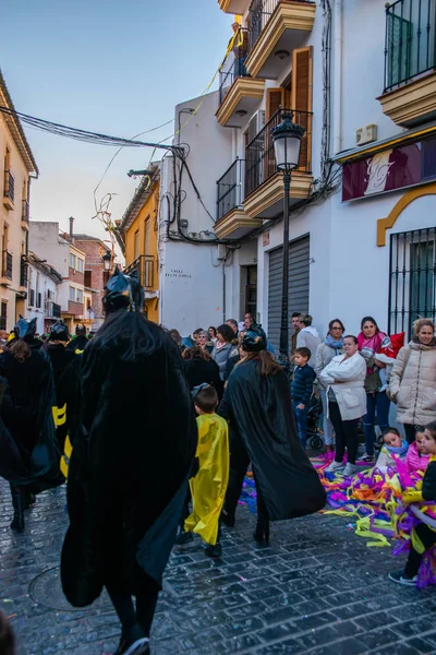 Velez Malaga Španělsko Února 2018 Barevné Masopustní Průvod Pořádané Obyvatel — Stock fotografie