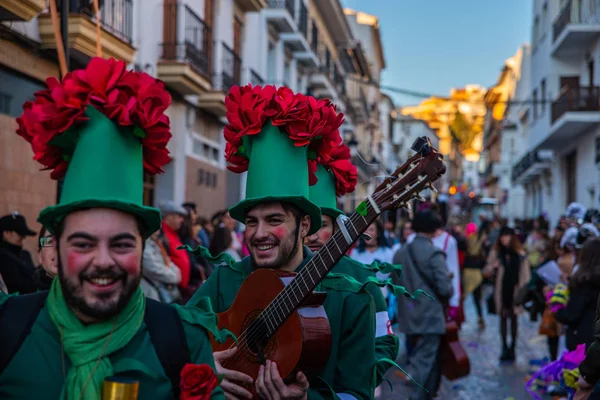 ベレス マラガ スペイン 2018 日カラフルなカーニバル パレードのアンダルシアの小さな町の住民が主催 — ストック写真