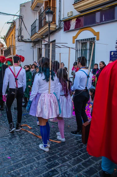 Vélez Málaga Hiszpania Lutego 2018 Kolorowy Karnawał Parada Organizowana Przez — Zdjęcie stockowe