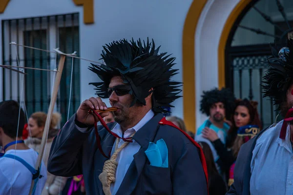 Velez Malaga Espanha Fevereiro 2018 Desfile Carnaval Colorido Organizado Pelos — Fotografia de Stock