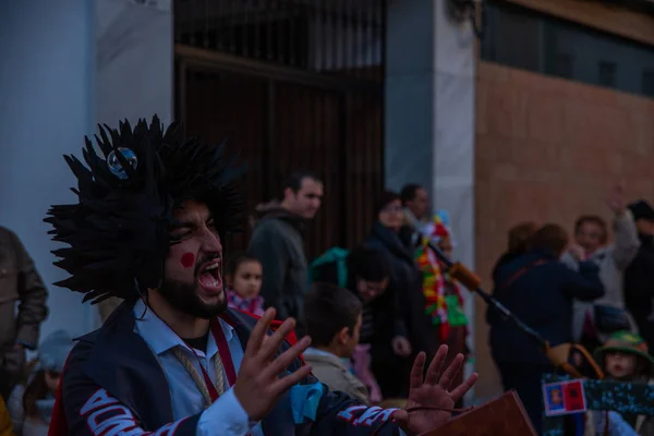 Velez Malaga Spanyolország Február 2018 Színes Farsangi Felvonulás Andalúziában Kisváros — Stock Fotó