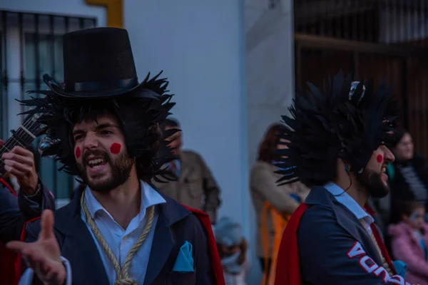 西班牙韦莱兹 马拉加 2018年2月3日安达卢西亚一个小镇的居民组织的五颜六色的狂欢节游行 — 图库照片