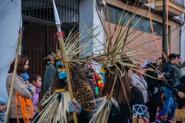 Velez Malaga Španělsko Února 2018 Barevné Masopustní Průvod Pořádané Obyvatel — Stock fotografie