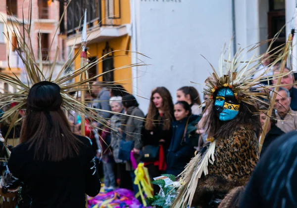 Velez Malaga Španělsko Února 2018 Barevné Masopustní Průvod Pořádané Obyvatel — Stock fotografie